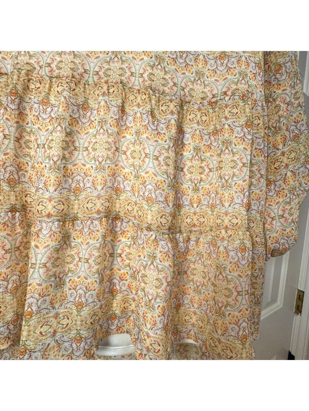 Show Me Your Mumu Birdie Mini Dress XS Cream Floral Boho Tiered - Picture 4 of 6